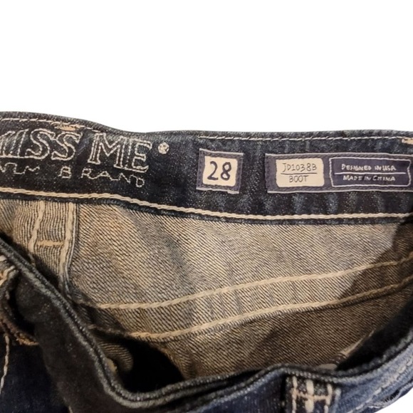 Miss Me low rise bootcut jeans 28 6 Y2K embroidered pocket western boho McBling - Picture 3 of 9